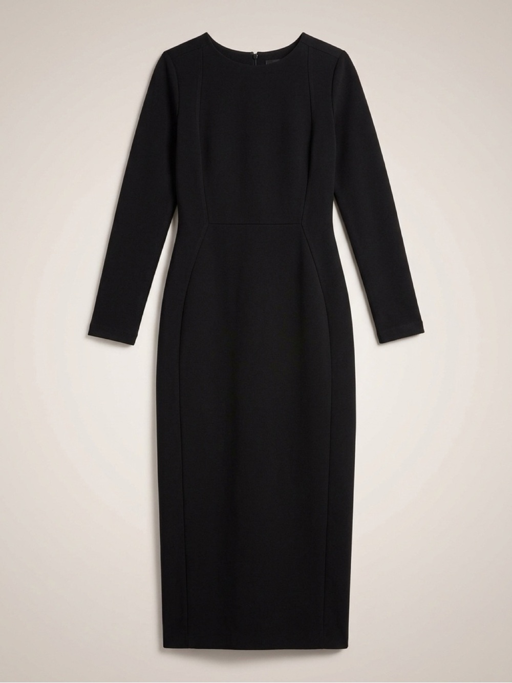 Zara Black stretch Midi Long-Sleeve Sheath Dress